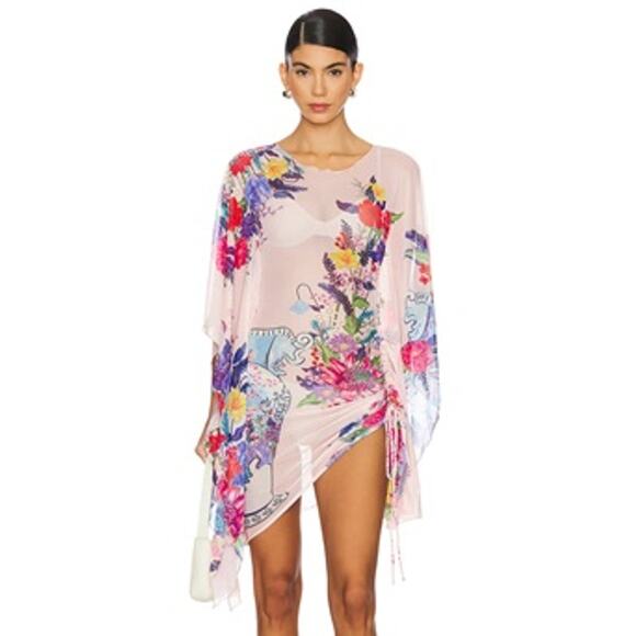 Agua Bendita Other - Agua Bendita Pink Floral Cover-Up with Multicolor Print